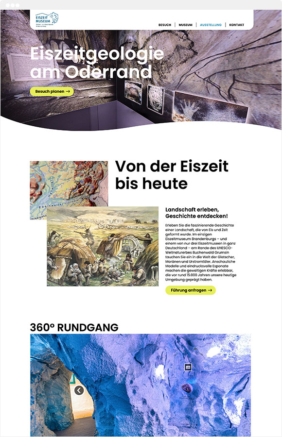 Ausstellung Website Eiszeitmuseum Ziethen