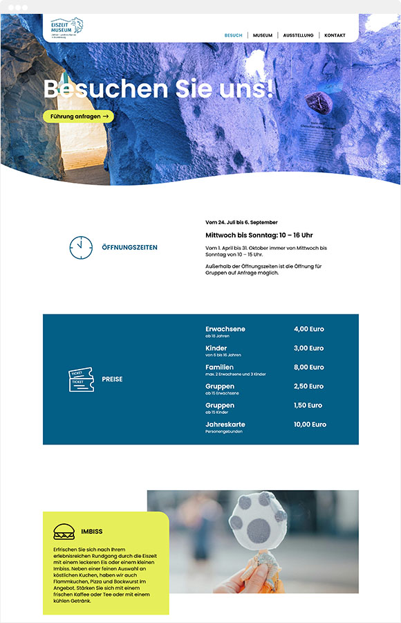 Website Besuch planen Eiszeitmuseum Ziethen