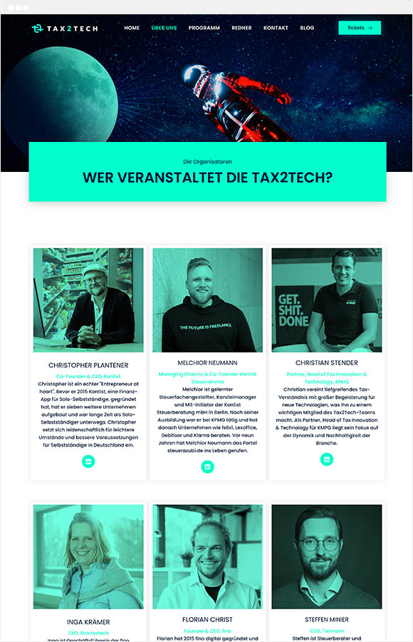 Tax2Tech Konferenz Webseite